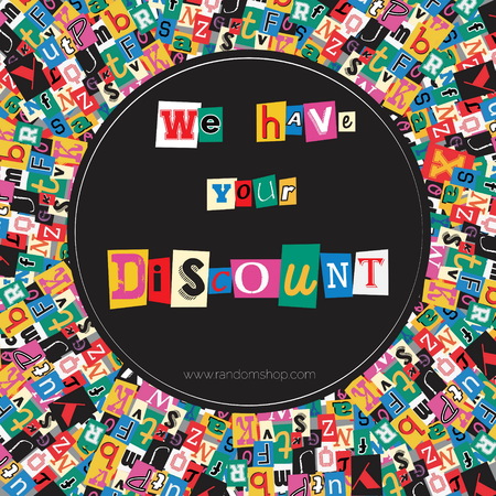 Playful sale or discount flyer and banner design template. Blackmailing ransom note style text...