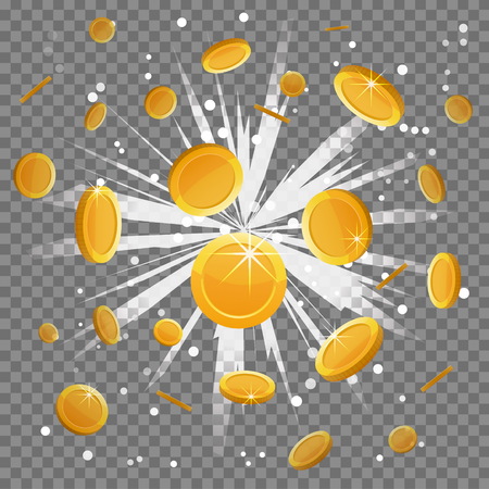 Golden coin light beam lens flare explosion vectorのイラスト素材