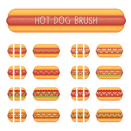 Hot dog with different stuffings setのイラスト素材