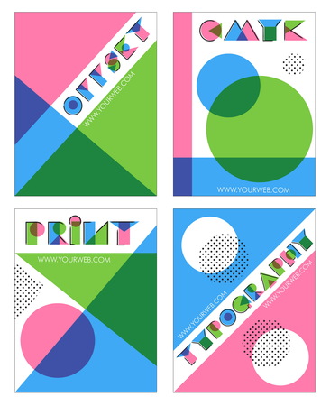 A set of retro overprint multilayered anaglyph effect designs for print and typographyのイラスト素材