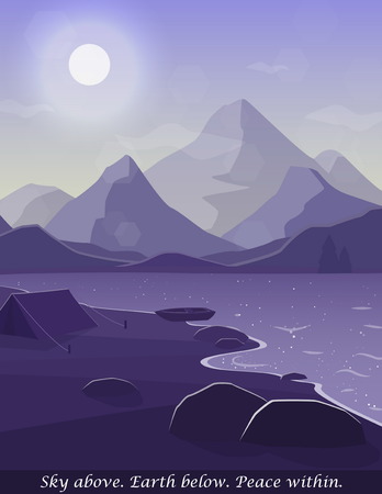 Illustration of peaceful lake.のイラスト素材