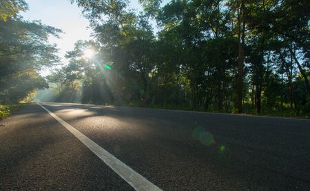 Landscape view. the road on morning and sunriseの写真素材