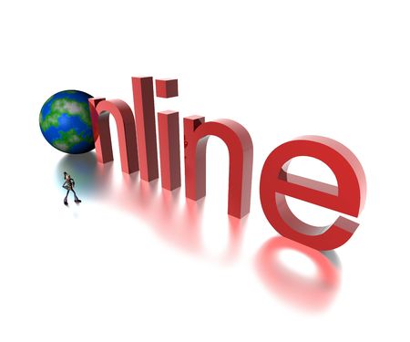 3d online text with globeの写真素材