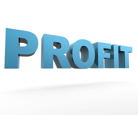 3D Text Profit floating on white backgroundの写真素材
