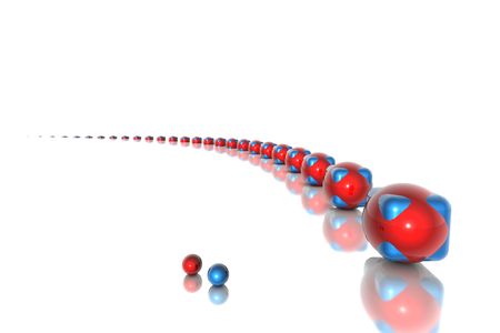 Three dimensional abstract balls speaping in to the distance on white background