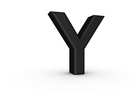 3D Font Alphabet Letter Y in Black on white Back Dropの写真素材