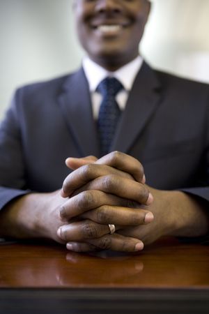 Businessman sitting at deskの写真素材