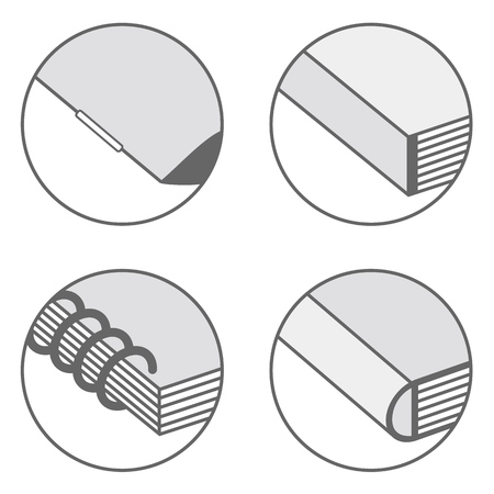 Types of corner bookbinding icons, vector illustration.のイラスト素材