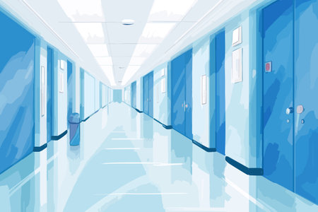 Blue Hall Abstract Illustration. Vector illustrationのイラスト素材