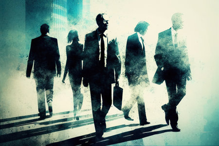 Abstract Image of Business People Walking on the Streetの素材
