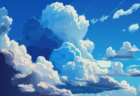 Vector blue sky clouds. Anime clean style. Background designのイラスト素材