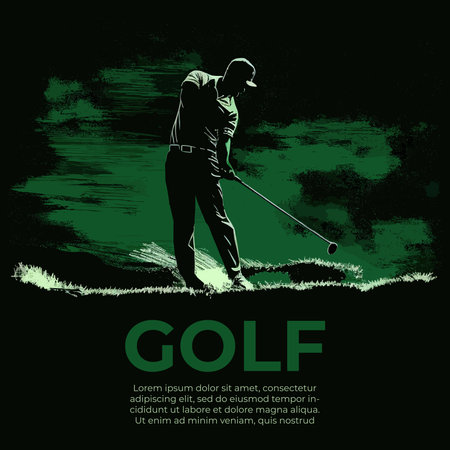 Golf player stay at the green backgroundのイラスト素材