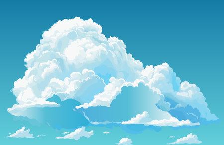 White vector clouds on blue sky backgroundのイラスト素材