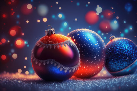 Baubles Christmas Night Bokeh Beautiful 3D Backgroundの素材