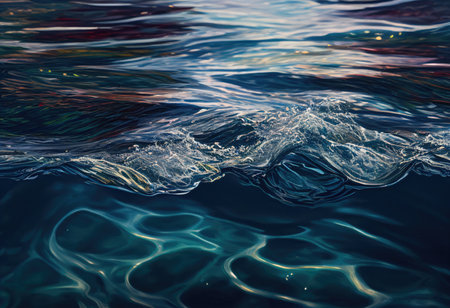 Blue sea or ocean water surface and underwaterの素材
