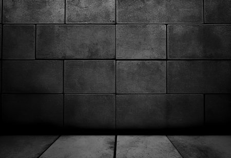 Smooth bare concrete wall with many concrete form dimples and grid lines.の素材
