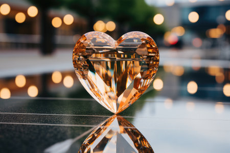 Crystal glass heart on light bright colorful background. Valentines day conceptの写真素材