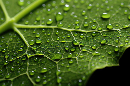 After rain Water Drops on Green leaves in the garden pattern backgroundの写真素材