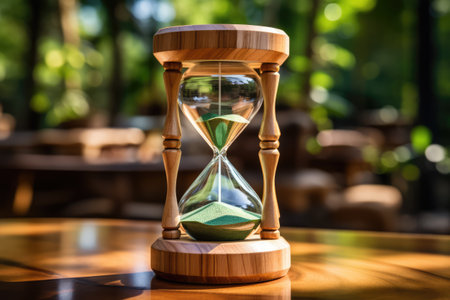 Hourglass in the dawn time summer table