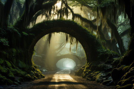 Trees Aglow magic forest arch dark fantasyの素材
