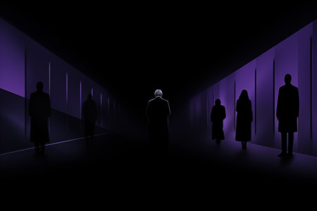 Mysterious Silhouettes in a Dark Corridorの素材