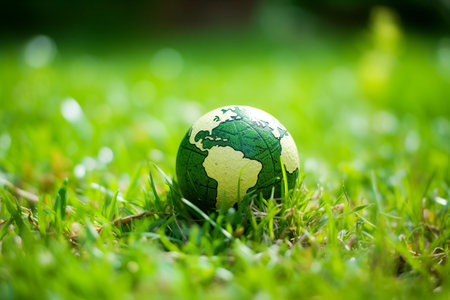Green Earth Concept on Lush Grass Backgroundの素材