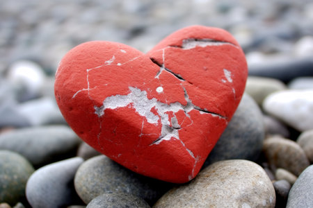 Broken Heart Concept on Pebble Beachの素材