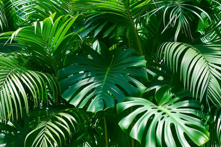 Lush Greenery A Close-Up of Tropical Leavesの素材