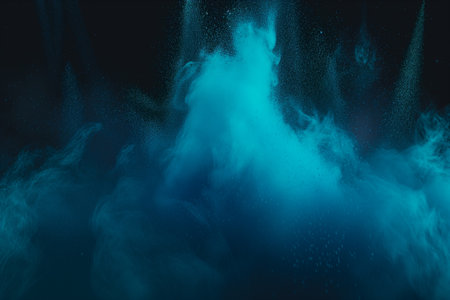 Mystical Blue Powder Explosion in Dark Ambianceの素材