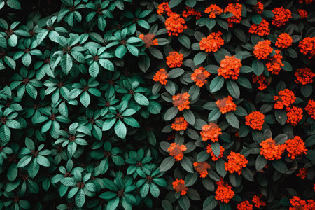 Vibrant Orange Berries Amidst Lush Green Foliageの素材