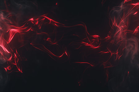 Ethereal Red Smoke Swirling in the Darknessの写真素材