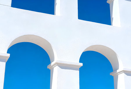Architectural Arches Against a Clear Blue Skyの素材