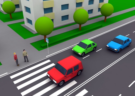 Illustration of car road in cityの写真素材