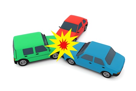 Collision of a three carsの写真素材
