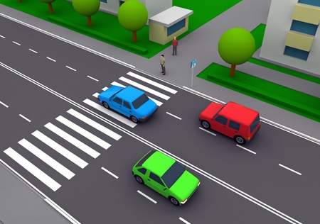 Illustration of car road in cityの写真素材