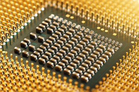 Macro of CPU computer processor socketの写真素材