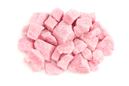 Strawberry flavor fruit lump sugar piecesの写真素材