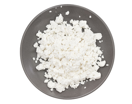 Top view cottage cheese on plateの写真素材