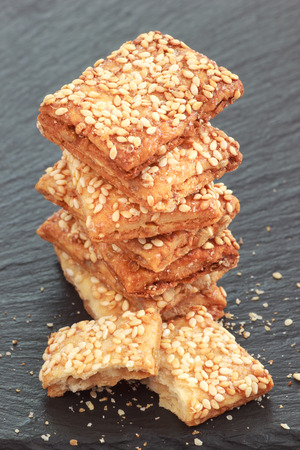 Crunchy cookies with sesame seedsの写真素材