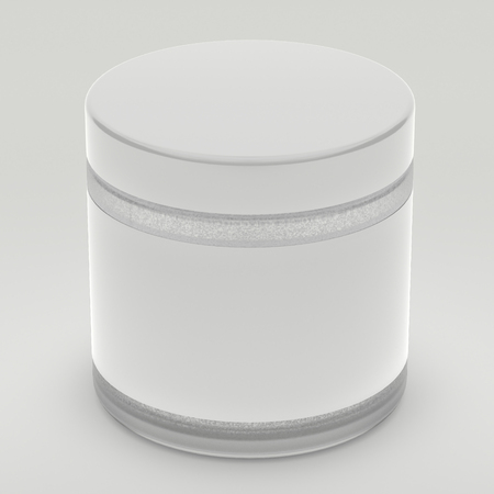 Cosmetics jar with label and copy space, 3d renderの写真素材