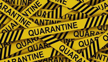 Quarantine yellow stripe. Warning or protection concept background. Entrance prohibited symbol, 3d renderの写真素材