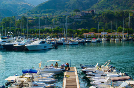Tropea, Italy - September 9, 2019: View on marine port of Tropea with boats and yachts. Porto di Tropeaのeditorial素材