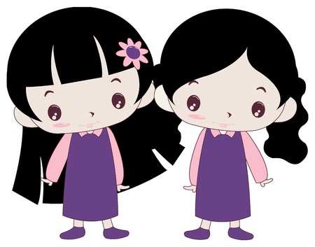 Twin Girlsのイラスト素材