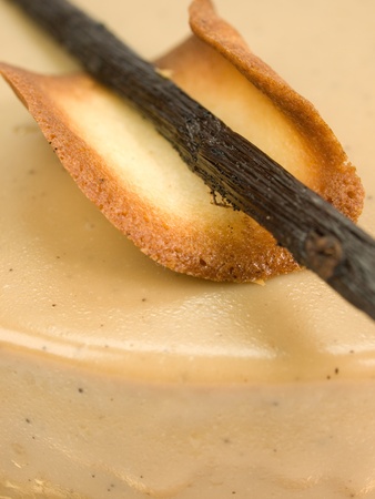 Cake of caramel with cinnamon and cookie isolated on white close-upの写真素材