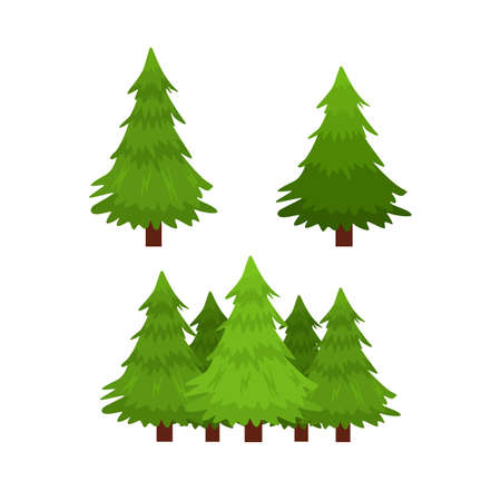 set of pine tree vector illustration perfect for forest and outdoor camping elementのイラスト素材