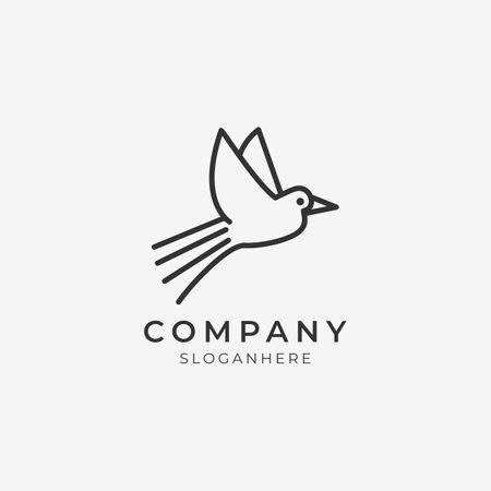 vector illustration of line art bird logo icon element perfect for modern companyのイラスト素材