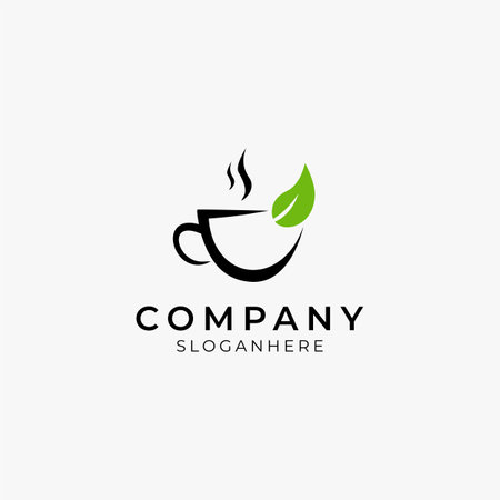 vector illustration of organic leaf tea and coffee logo perfect for coffee shop and restaurantのイラスト素材
