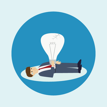 Business man with broken light bulb. Business concept. flat design. vector illustrationのイラスト素材