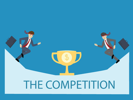 Businessman are racing to trophy cup : Business concept flat design vector illustrationのイラスト素材