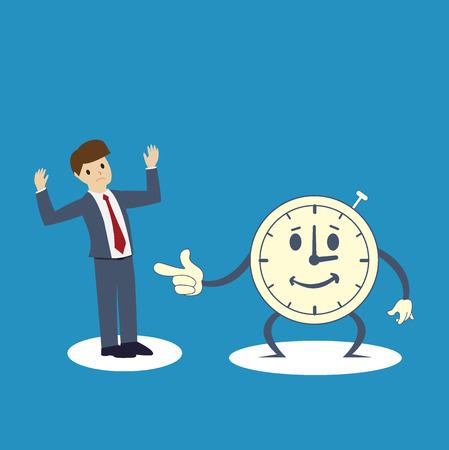 Businessman with the clock : Business concept flat design vector illustrationのイラスト素材